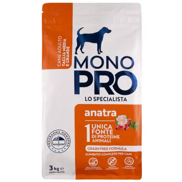 Monopro lo specialista Adult Medium/Large Grain Free Anatra 3 kg - Crocchette monoproteiche cane - immagine 1