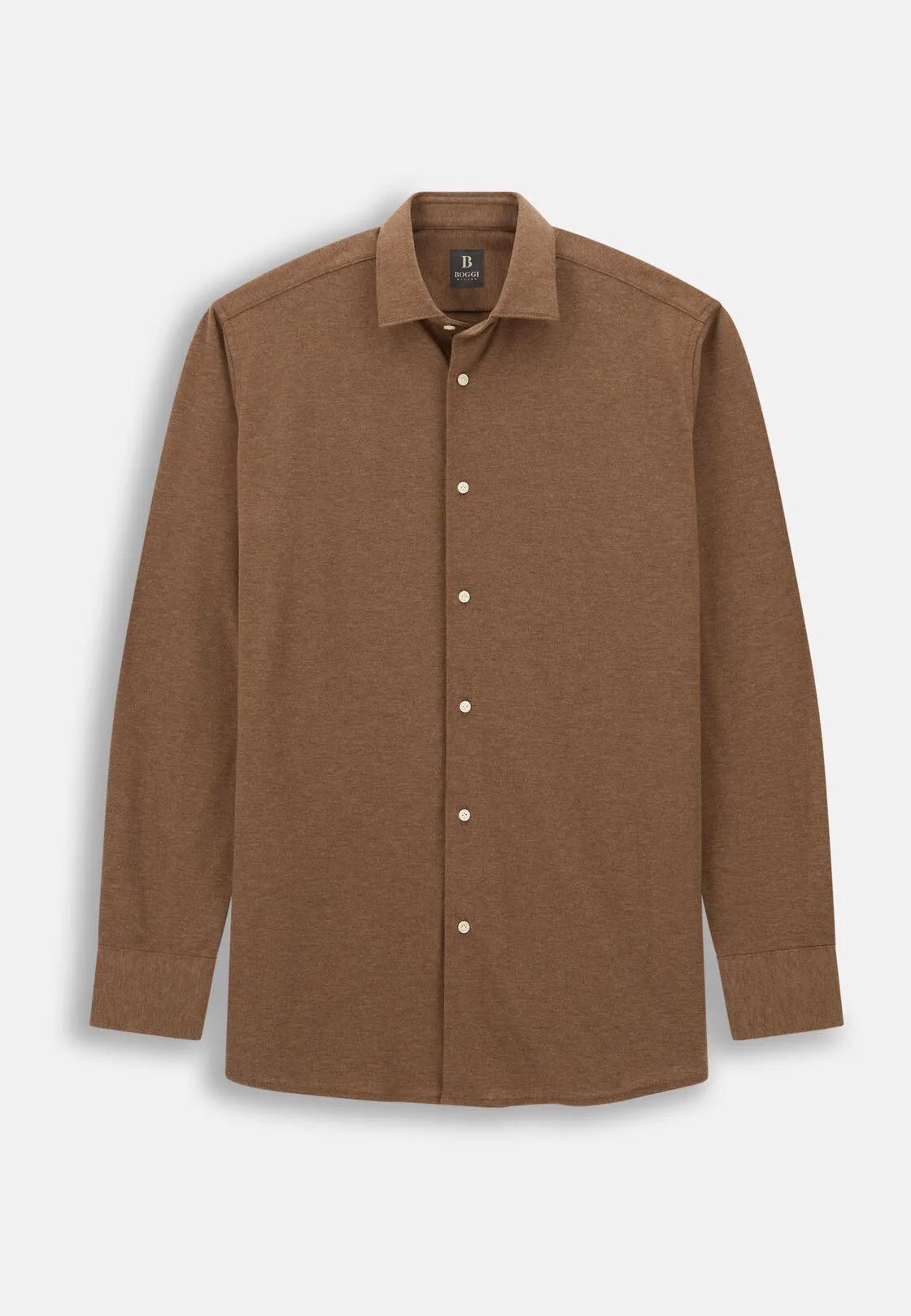 Boggi, Polo Camicia Mouliné In Cotone Regular Fit, Uomo, Marrone, Taglia: XXL - immagine 6