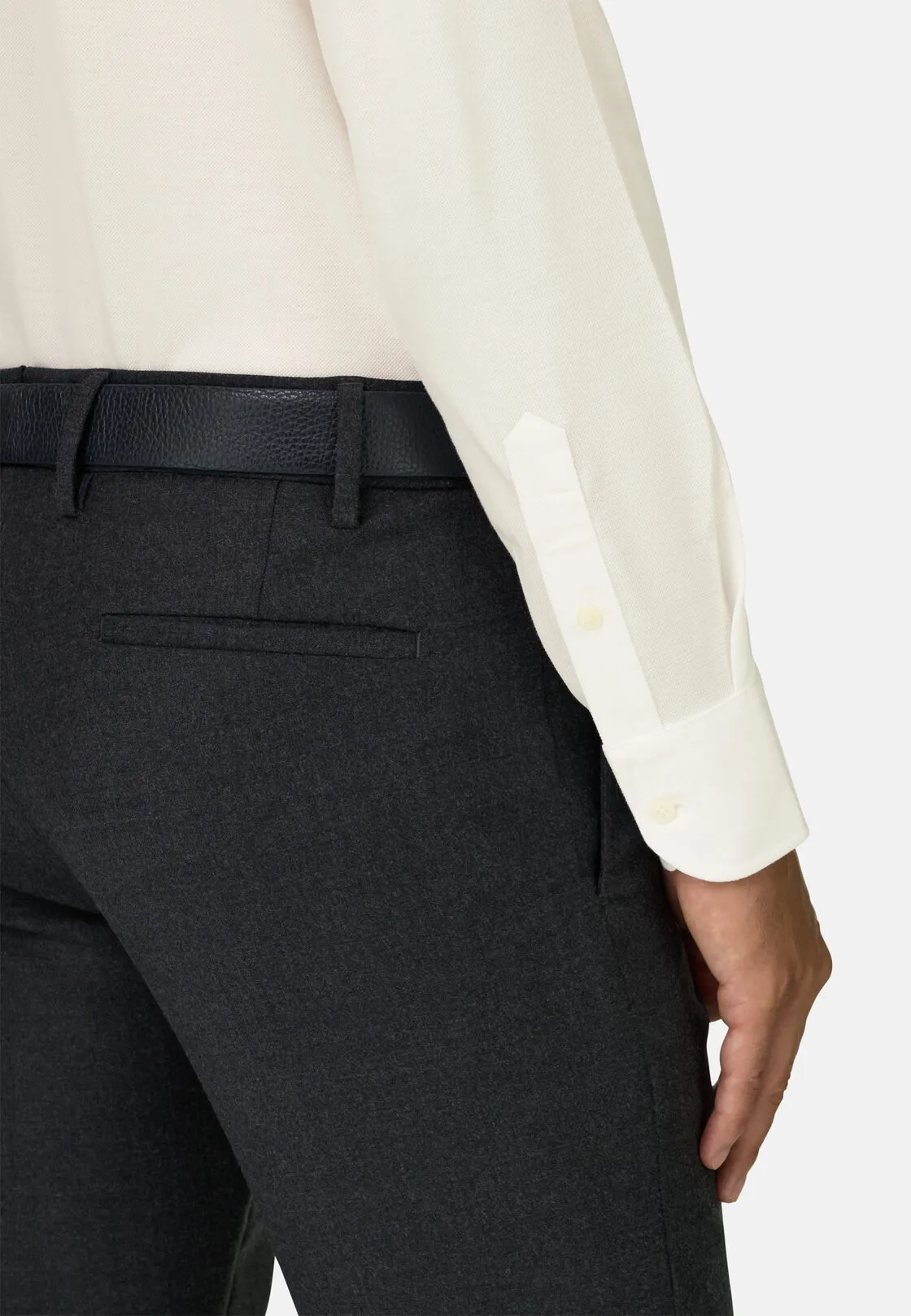 Boggi, Polo Camicia Mouliné In Cotone Regular Fit, Uomo, Bianco, Taglia: S - immagine 4