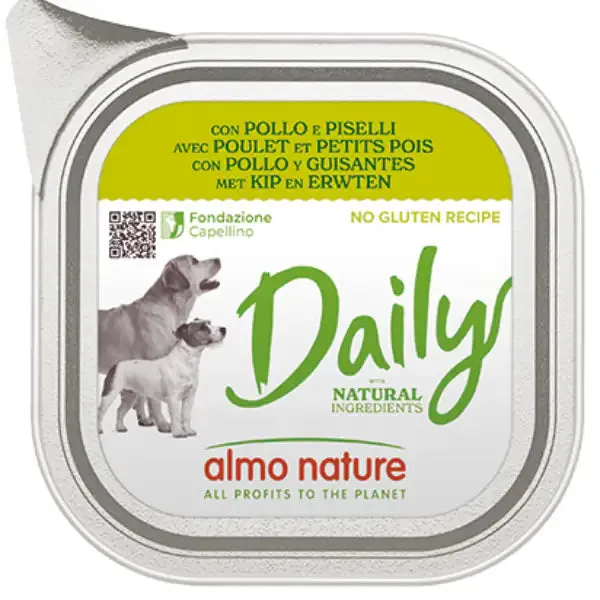Almo Nature Daily Nutrition Menù Dog 100 gr Pollo e piselli - confezione da 32 pezzi - Cibo umido per cani - immagine 1