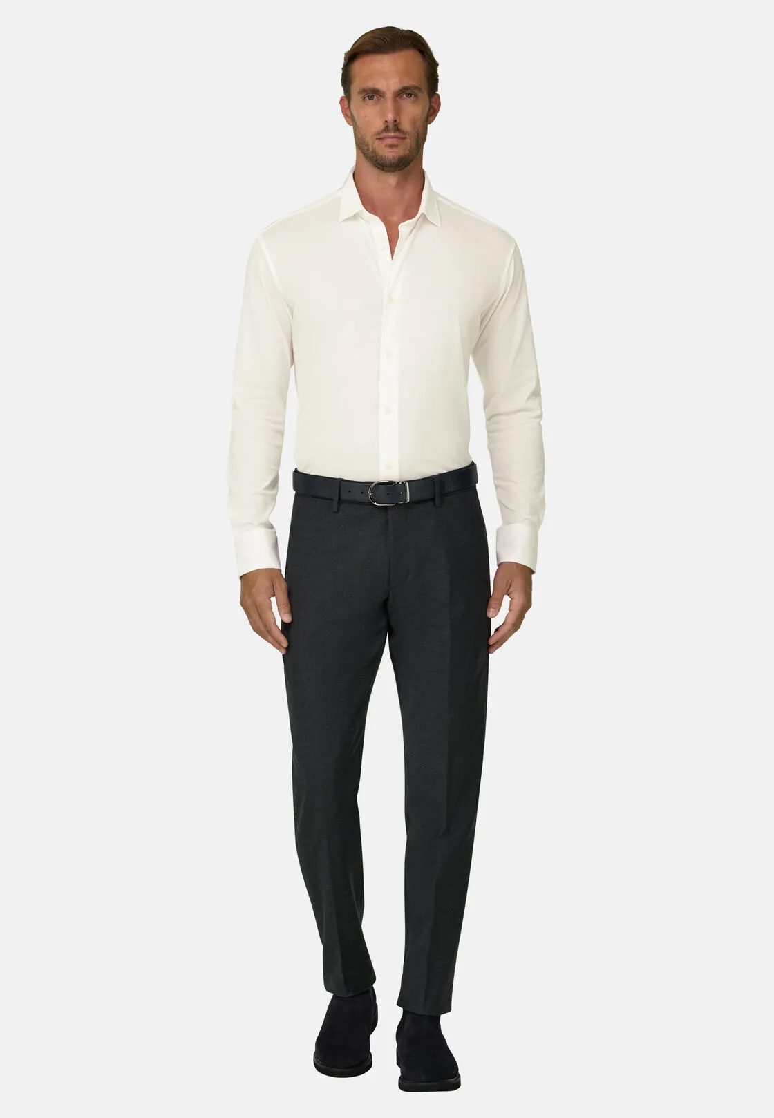 Boggi, Polo Camicia Mouliné In Cotone Regular Fit, Uomo, Bianco, Taglia: XL - immagine 2