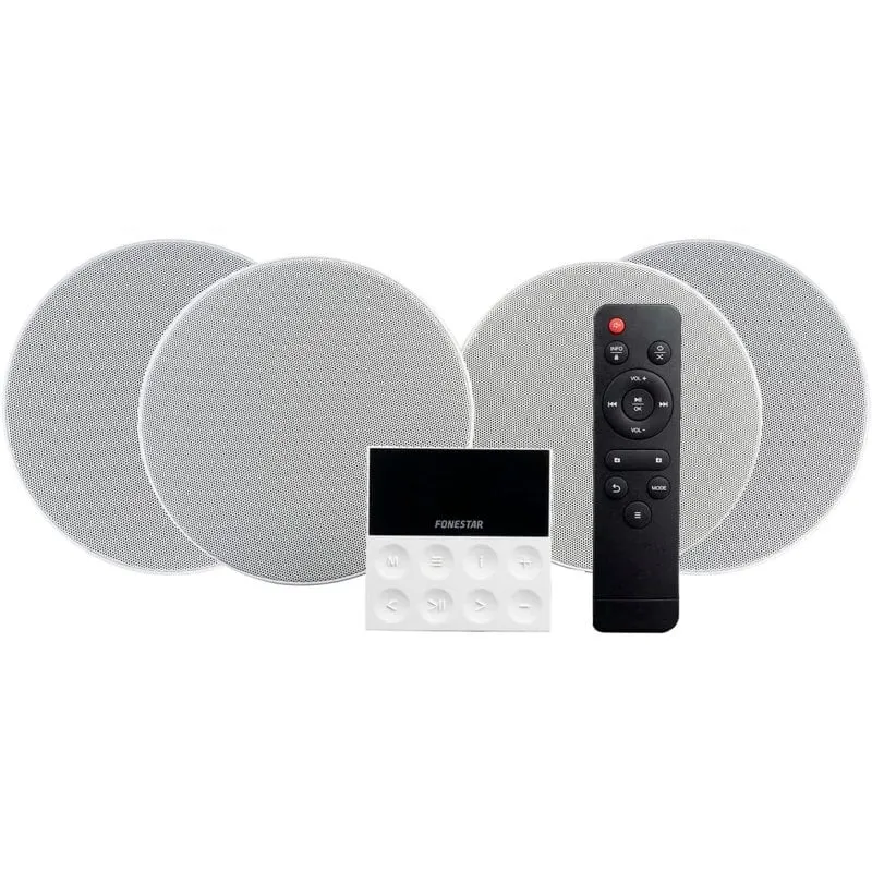 Fonstar KS-WALL 4 Kit amplificatore da parete e 4 altoparlanti da soffitto Bluetooth/USB/FM/AUX - immagine 1