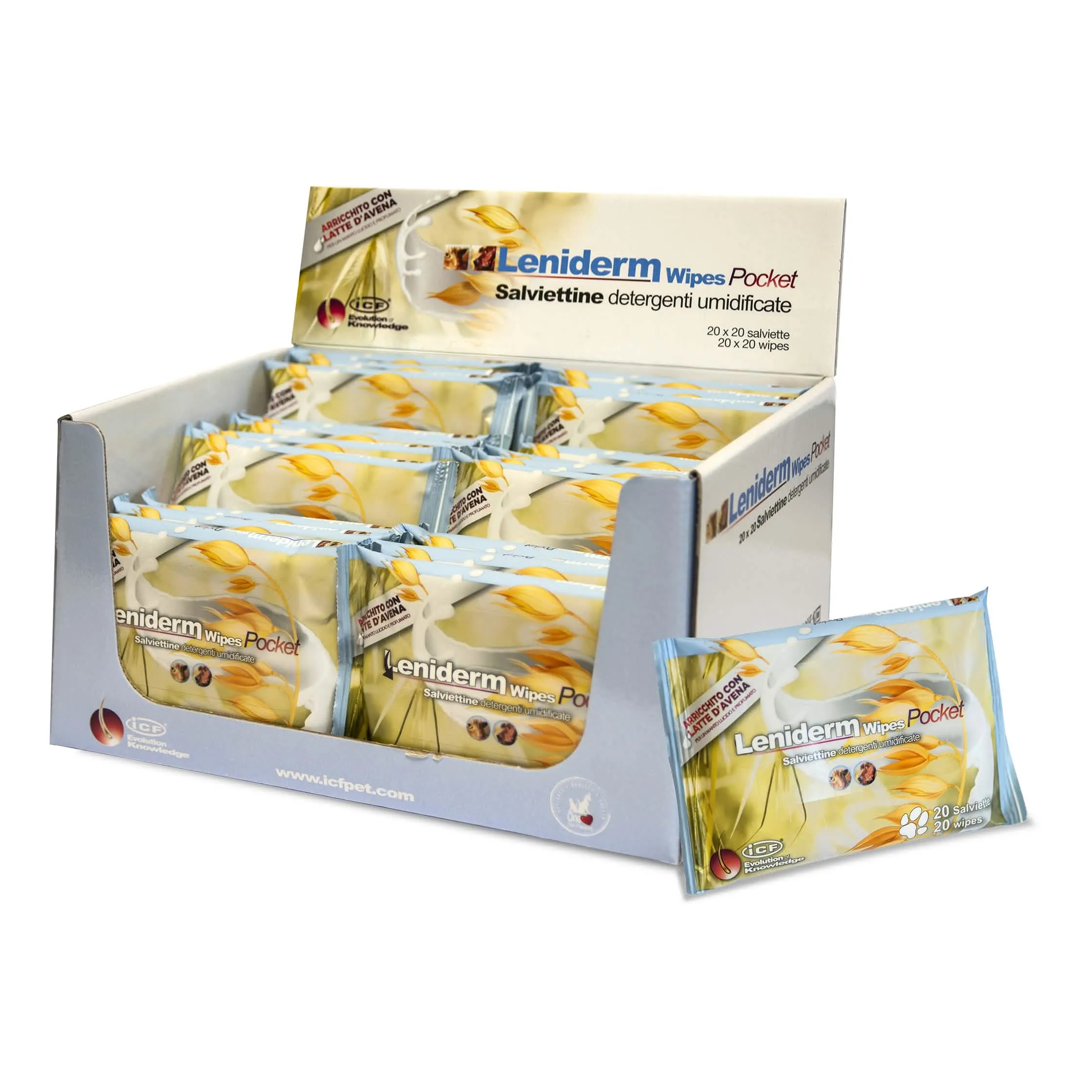 Leniderm wipes pocket 20 pezzi display - immagine 1