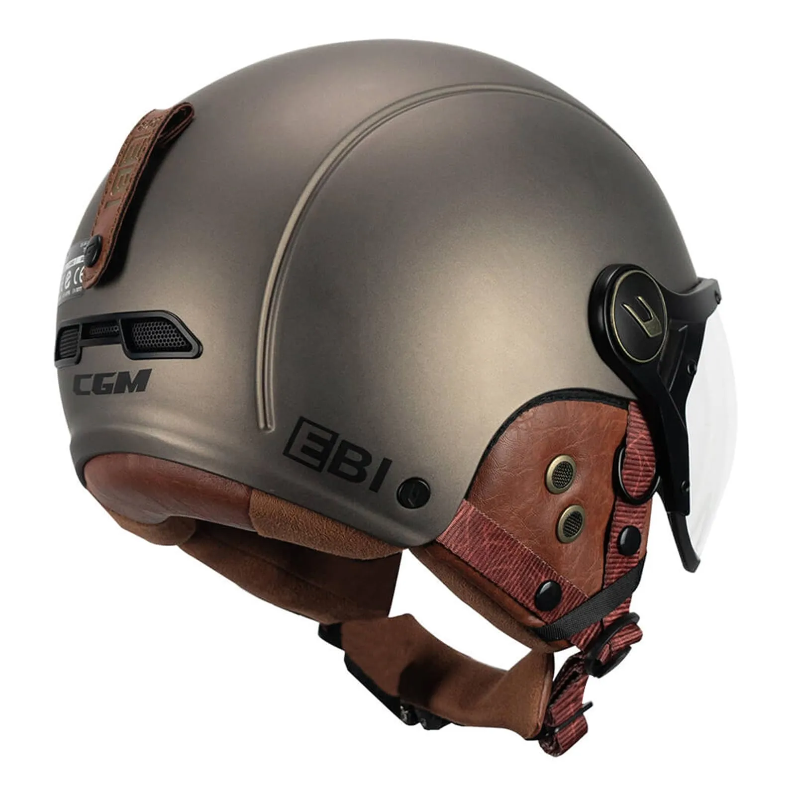CGM Casco Bici, sci, E-bike, 801V EBI VINTAGE Tortora satinato, S (55-56cm) - immagine 2
