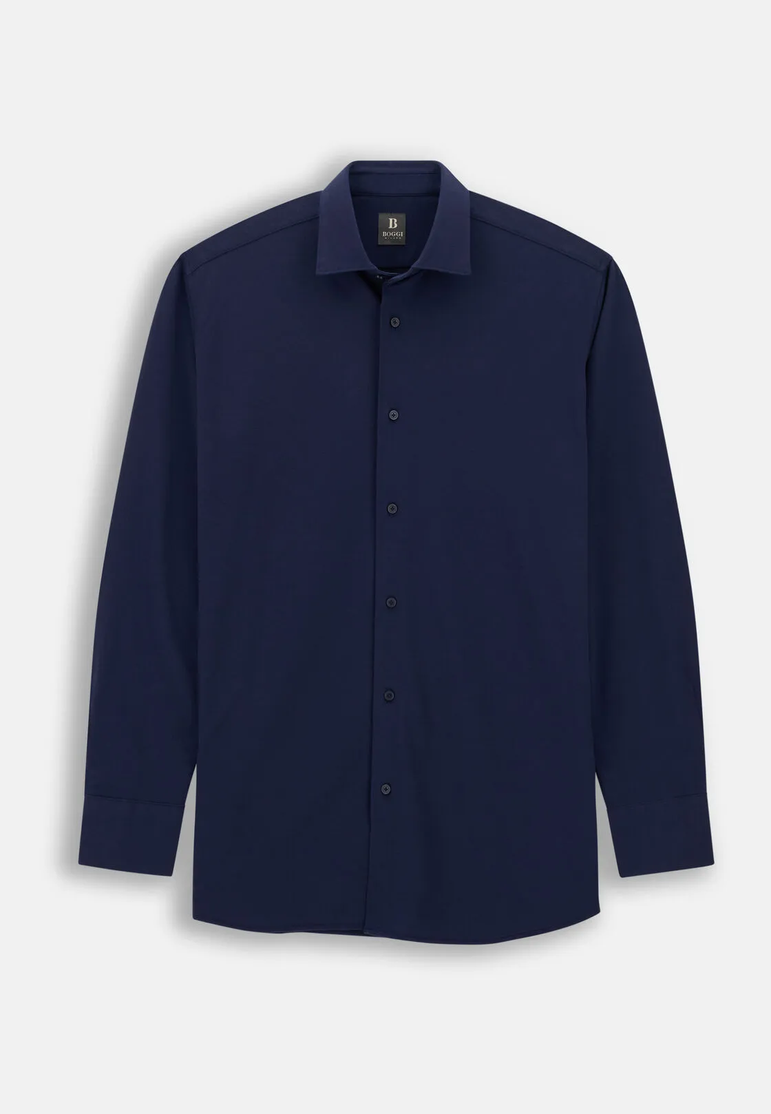 Boggi, Polo Camicia Mouliné In Cotone Regular Fit, Uomo, Navy, Taglia: L - immagine 6
