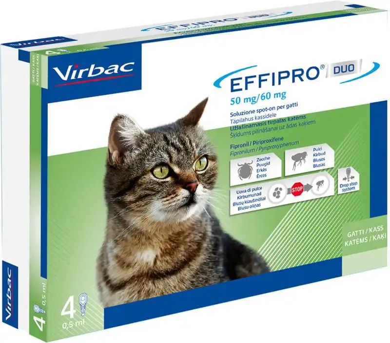 Virbac Effipro Duo Spot-On Gatti 4 pipette peso 1-6 kg - Antiparassitario per gatti - immagine 1