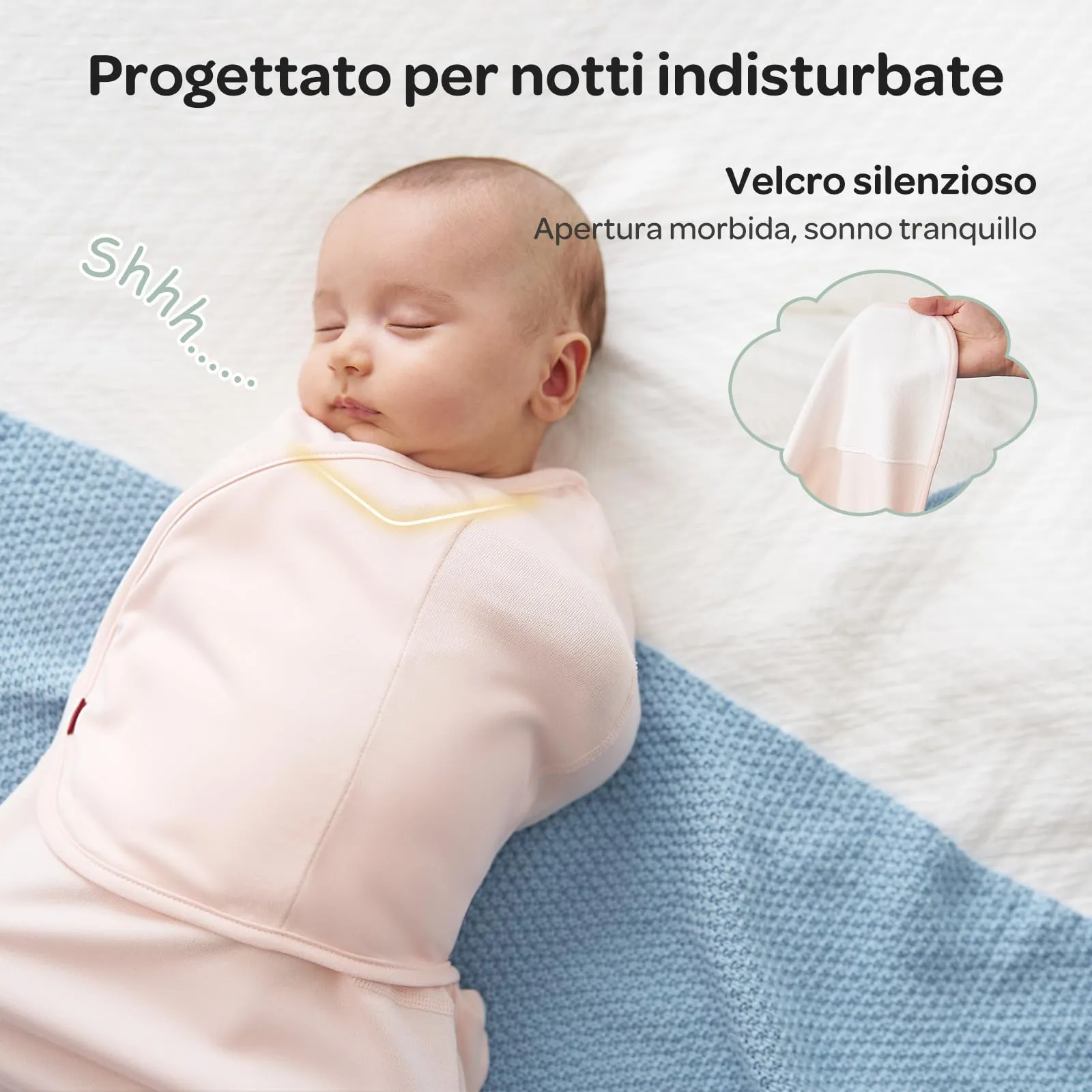 Momcozy Swaddle Neonato 0-3 Mesi Sacco Nanna Bambù 2 Pezzi Rosa - immagine 4
