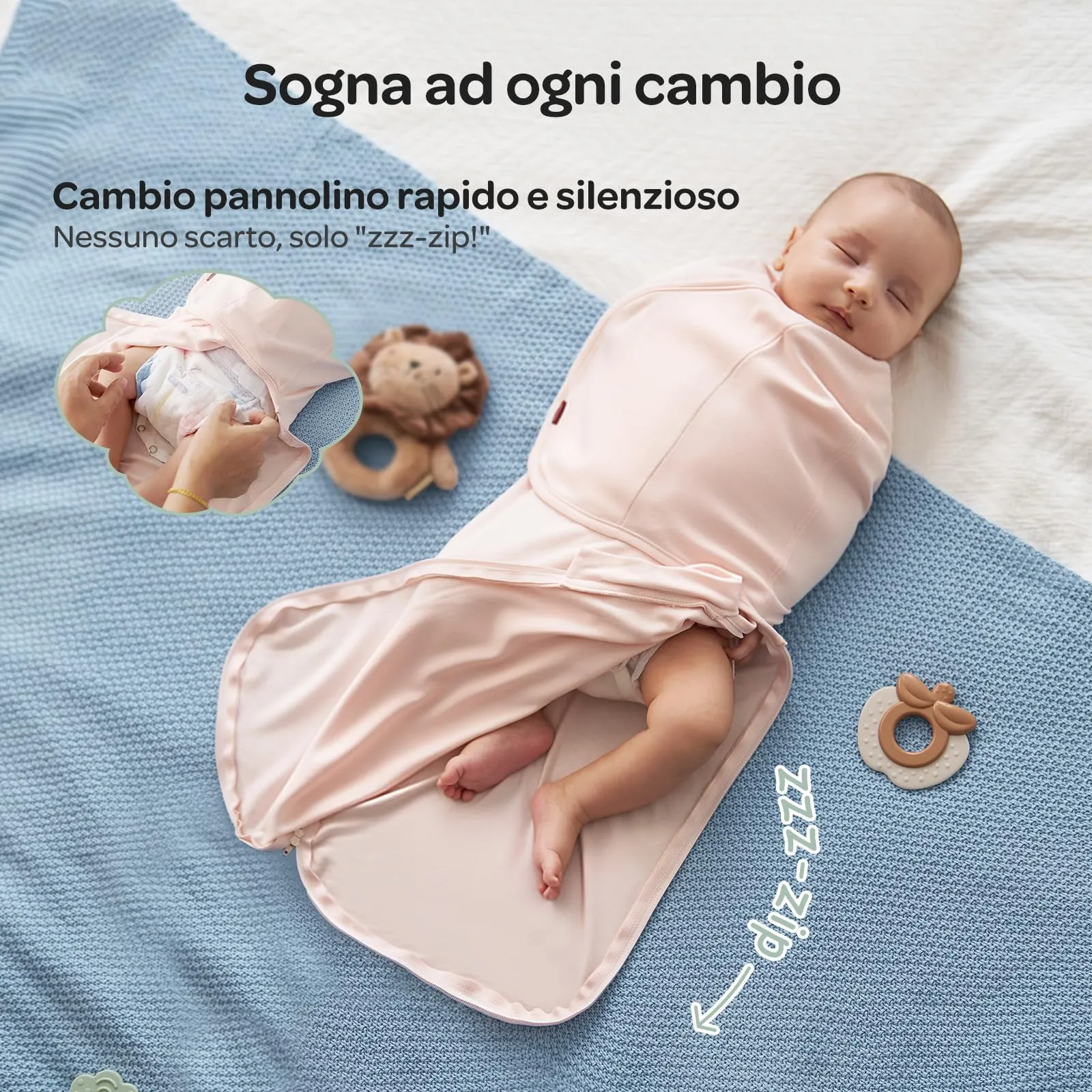 Momcozy Swaddle Neonato 0-3 Mesi Sacco Nanna Bambù 2 Pezzi Rosa - immagine 5