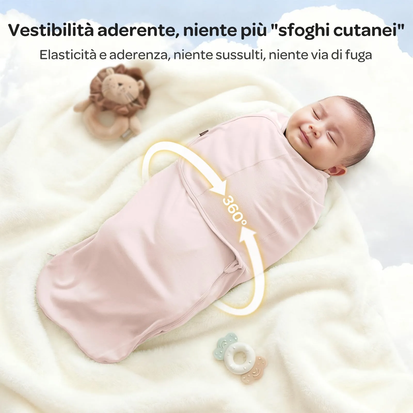 Momcozy Swaddle Neonato 0-3 Mesi Sacco Nanna Bambù 2 Pezzi Rosa - immagine 7