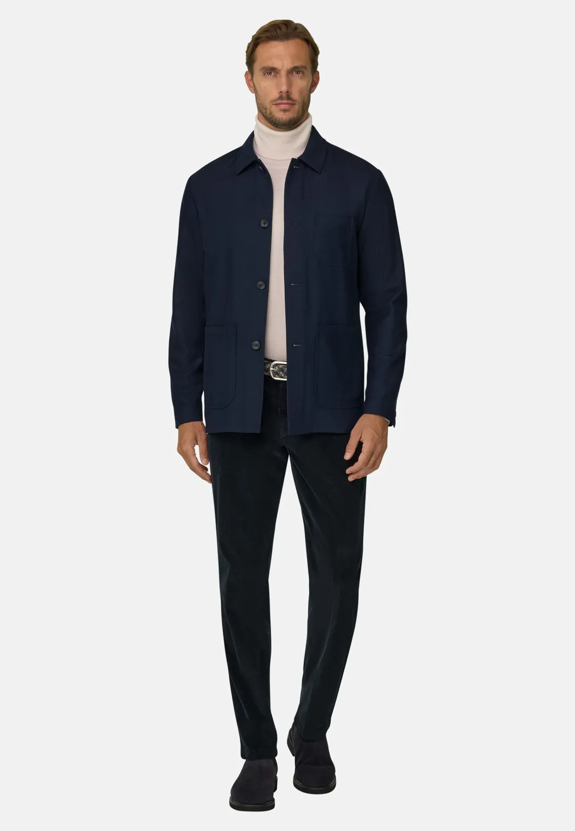 Boggi, Giacca Camicia Diagonale In Lana, Uomo, Navy, Taglia: 46 - immagine 2