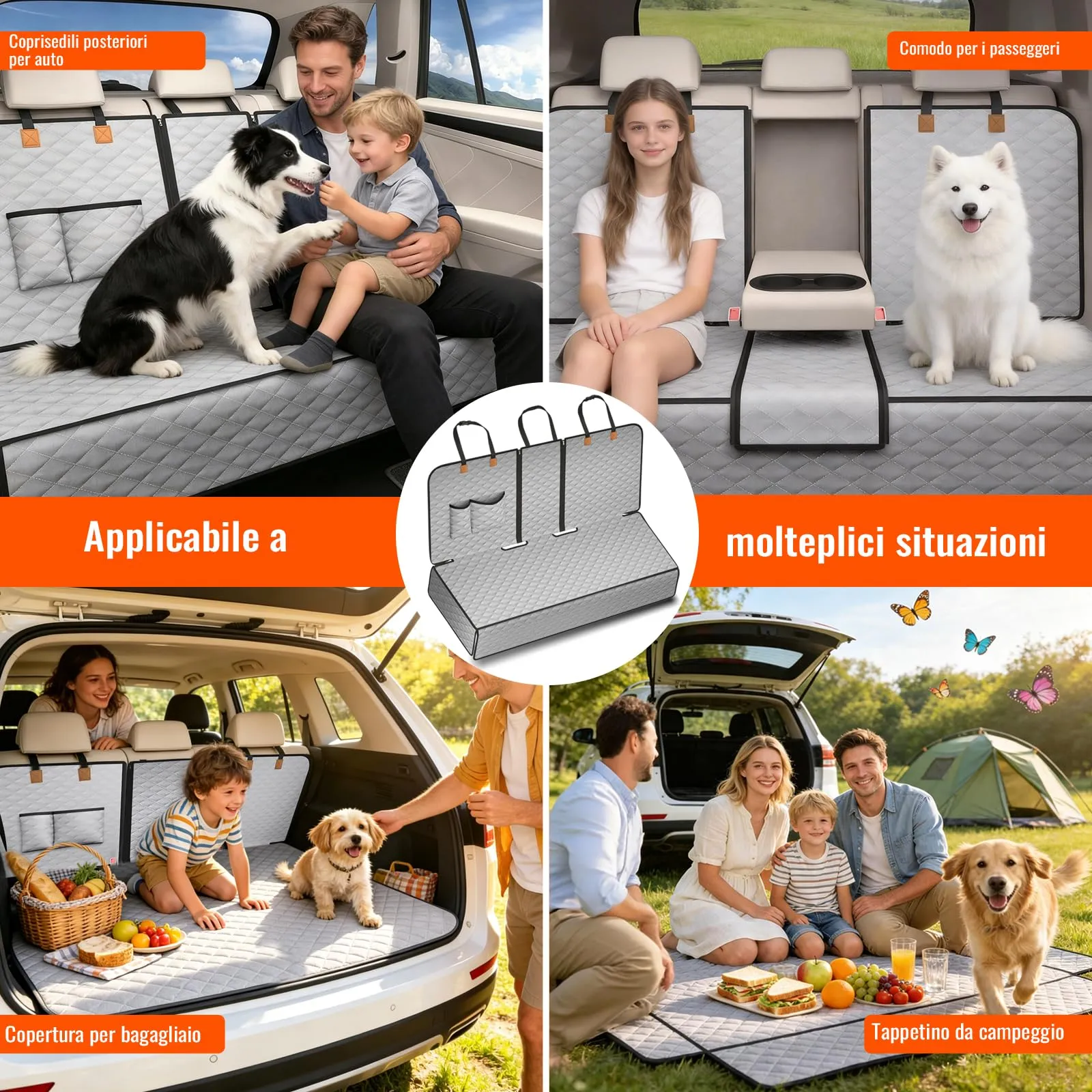 BMaoBBo Coprisedile Auto per Aani Sedile Posteriore Dell'Auto, Antiscivolo, Impermeabile, 136 x 45 cm, Antigraffio, con Isofix, Compatibile con La Maggior Parte Delle Auto, SUV e Camion (grigio) - immagine 7