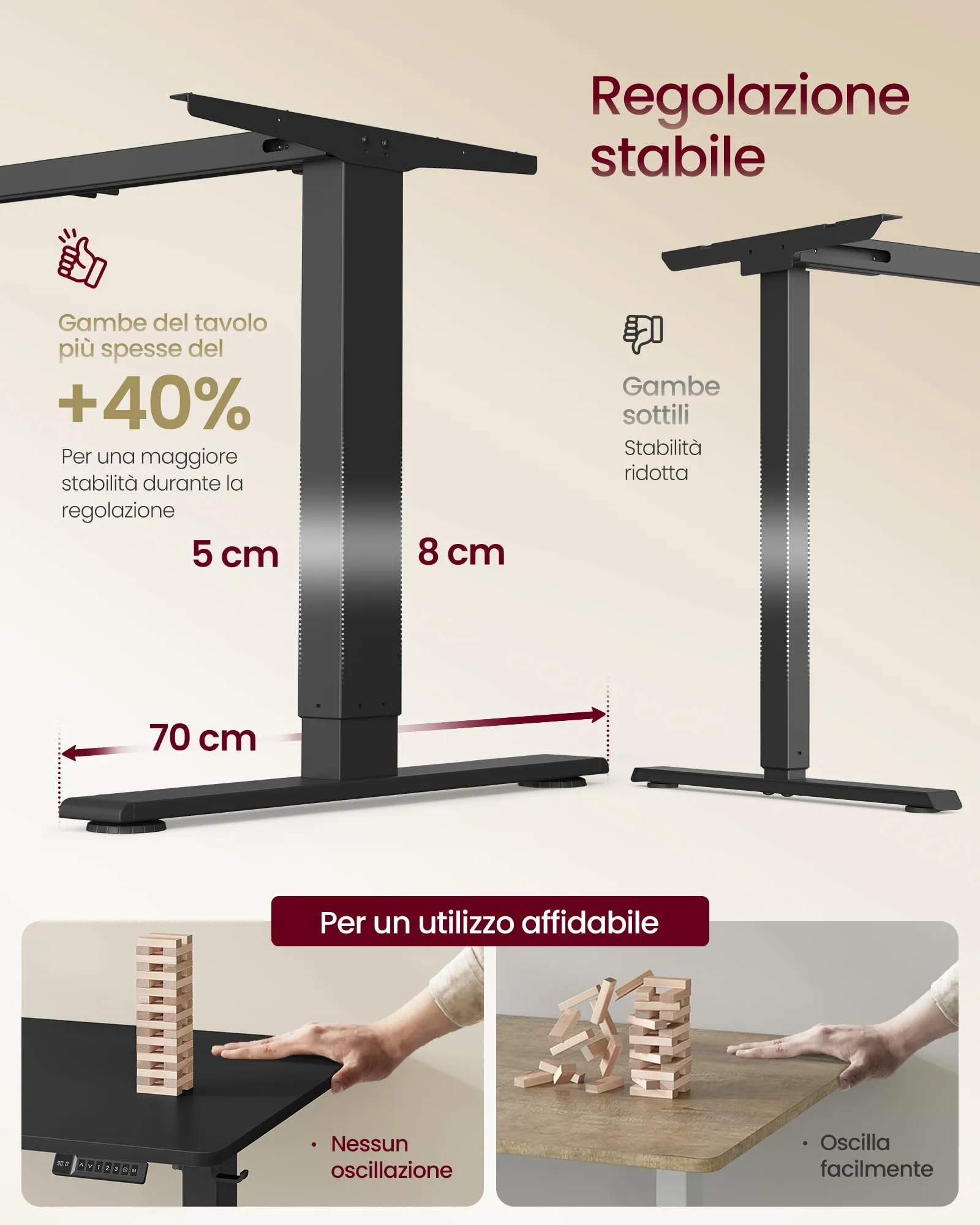 VASAGLE Scrivania Elettrica Regolabile in Altezza, 180 x 80 cm - immagine 5