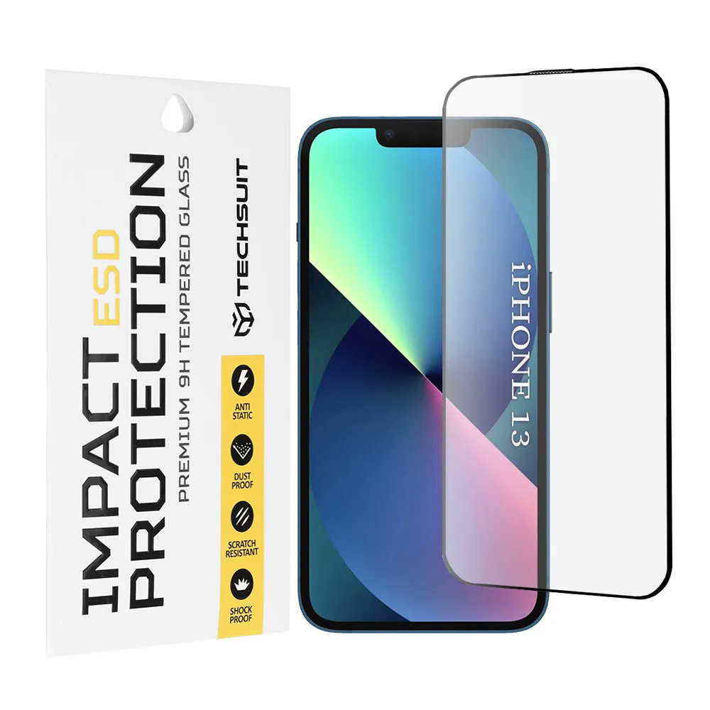 Pellicola protettiva per schermo Techsuit per Apple iPhone 14 / 13 Pro / 13, Vetro temperato, Full Glue, Nero - immagine 1
