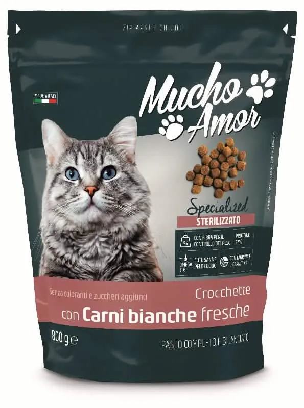 MuchoAmor Gatto Sterilizzato Crocchette 800g Carni Bianche - immagine 1