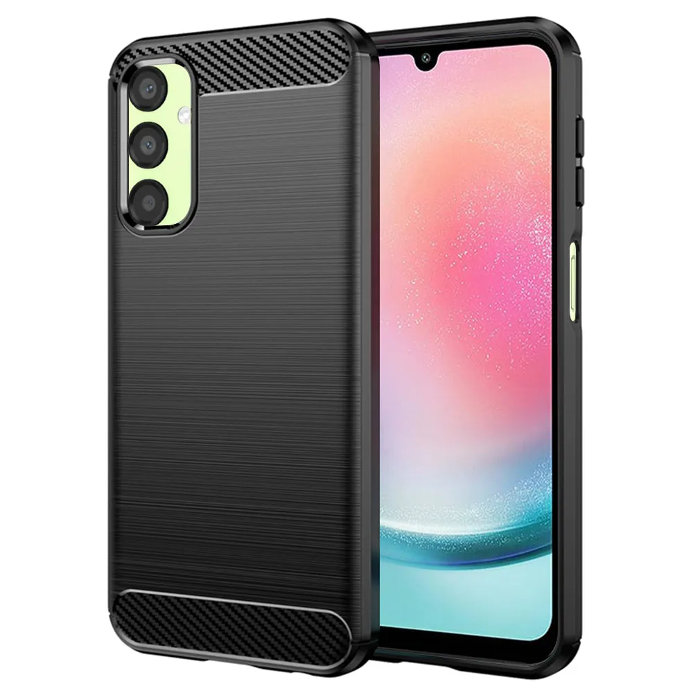 Custodia per Samsung Galaxy A24 4G A245, Techsuit, Carbonio, Nera - immagine 1