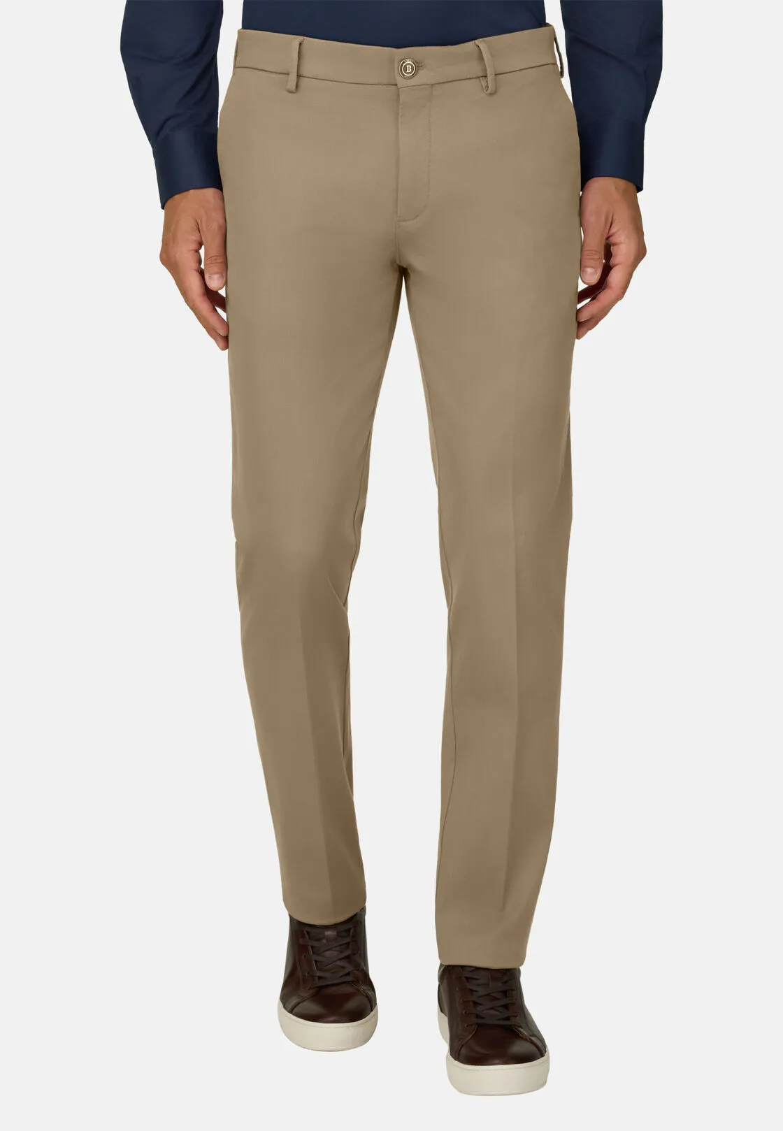 Boggi, Pantaloni In Cotone Tencel Elasticizzato, Uomo, Taupe, Taglia: 32 - immagine 1