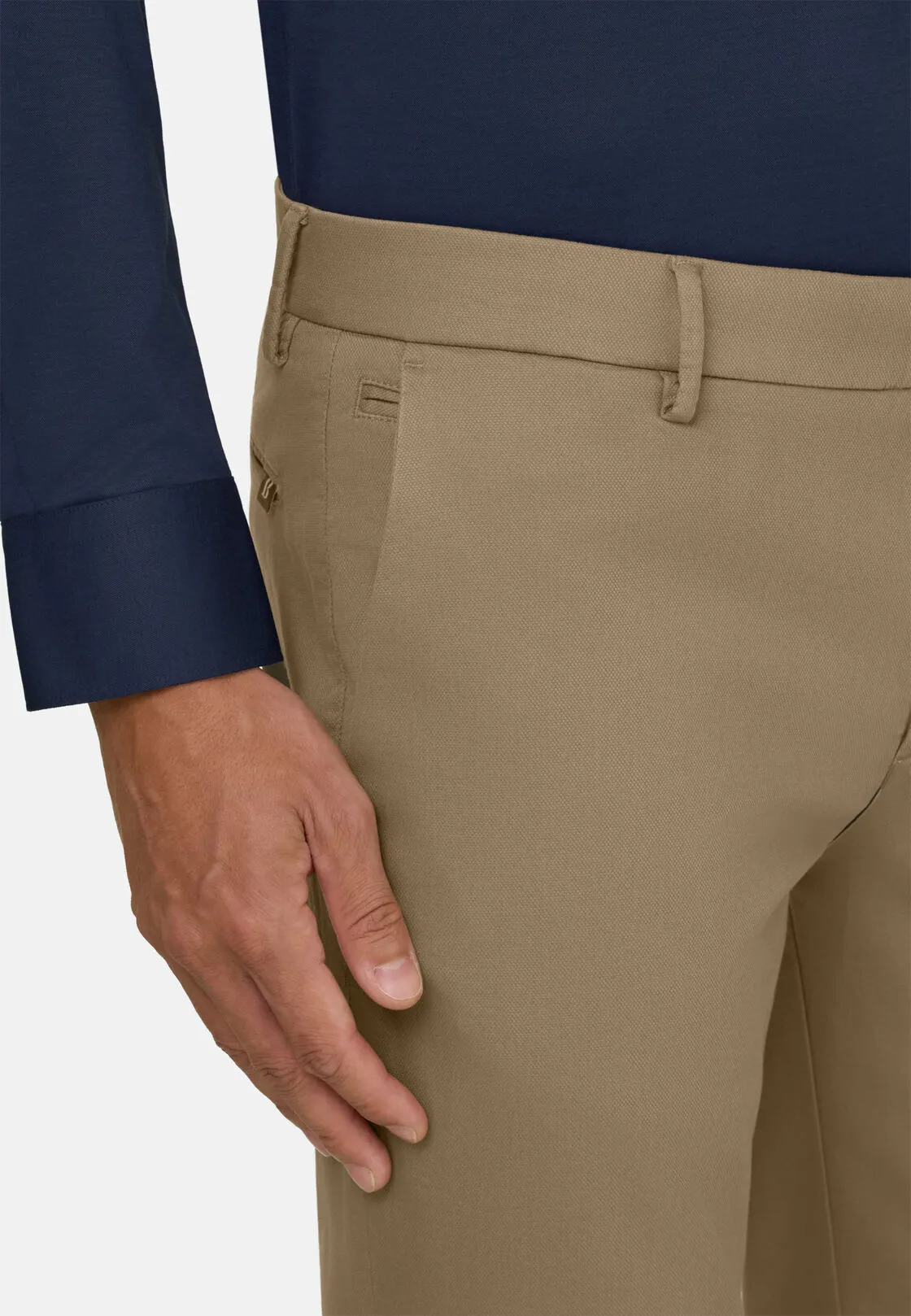 Boggi, Pantaloni In Cotone Tencel Elasticizzato, Uomo, Taupe, Taglia: 38 - immagine 3