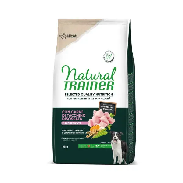 Natural Trainer Selected Quality Adult Medium e Maxi con Tacchino 10 kg - Croccantini per cani - immagine 1