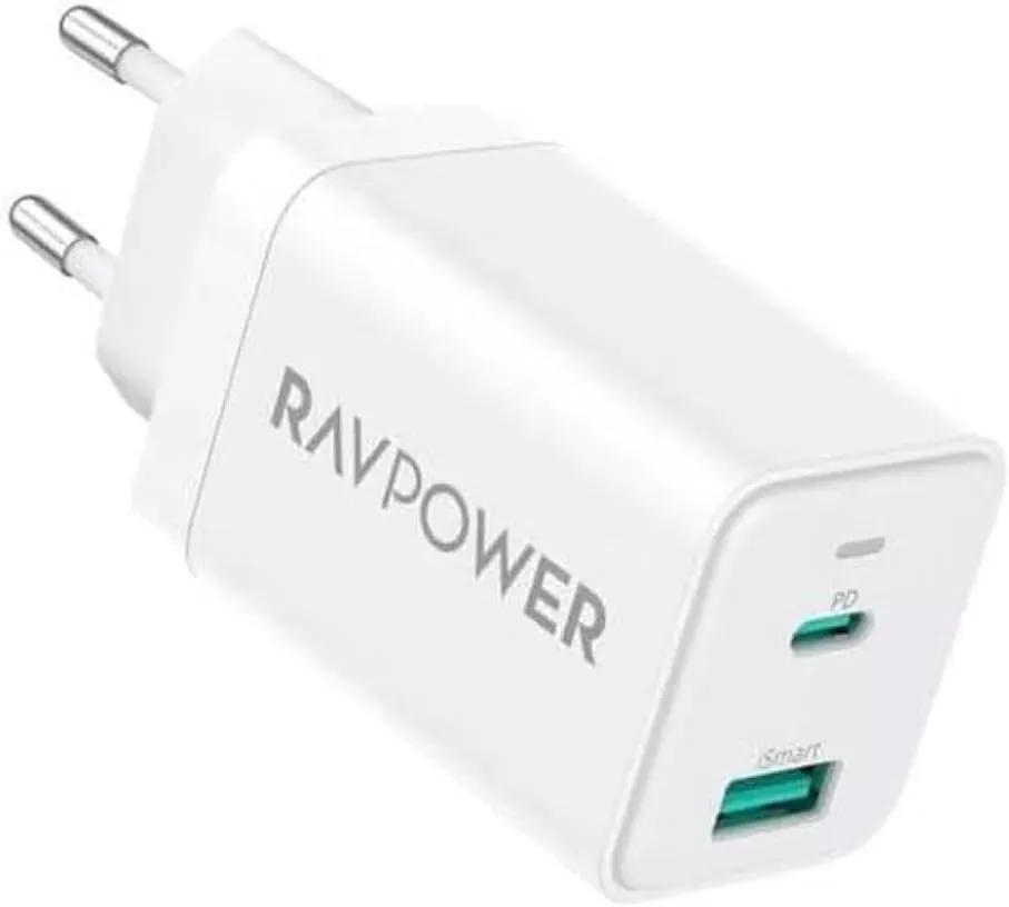 Caricatore da rete RavPower RP-PC171, 45W, 3A, 1 x USB-A - 1 x USB-C, Bianco - immagine 1