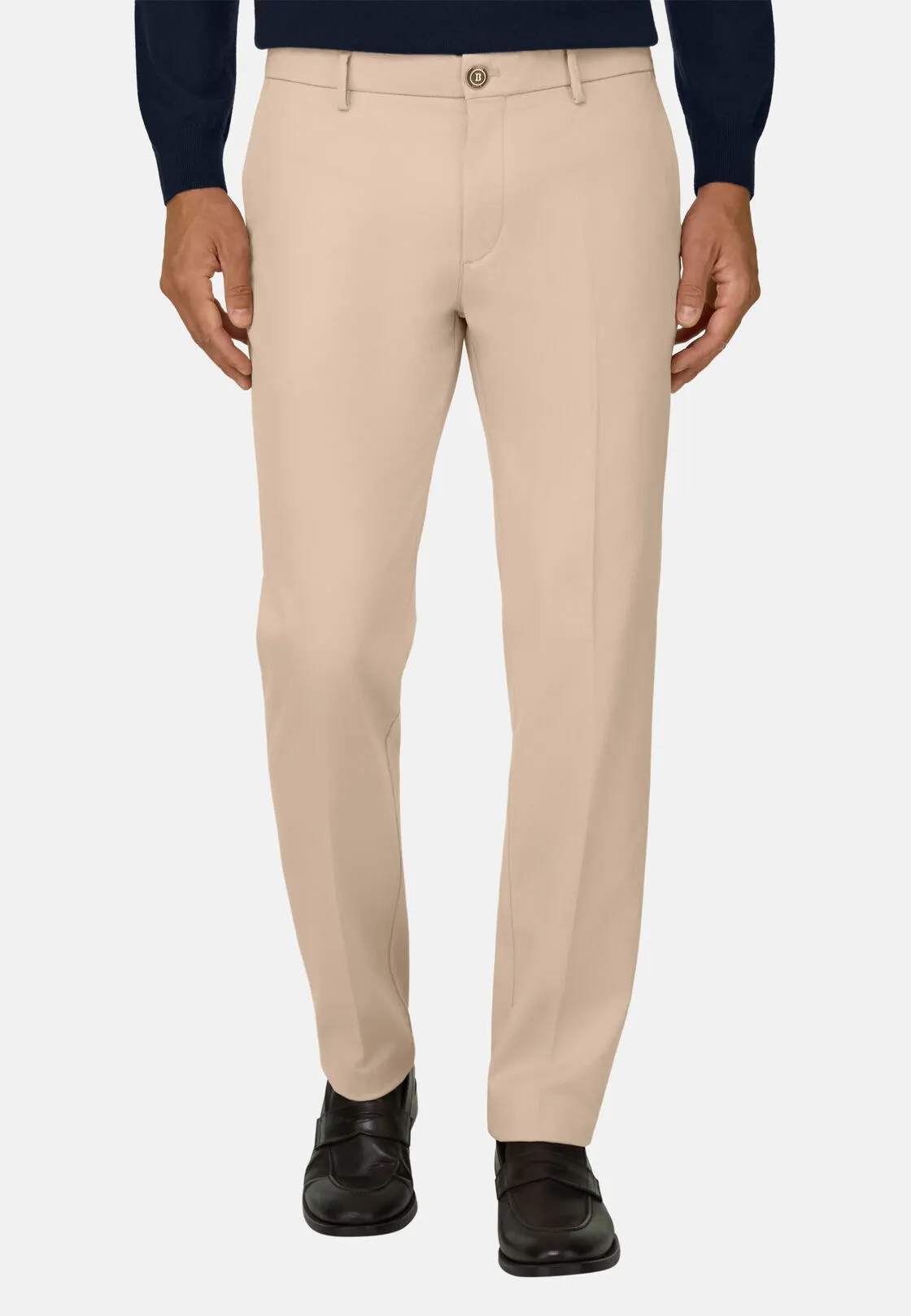 Boggi, Pantaloni In Cotone Tencel Elasticizzato, Uomo, Beige, Taglia: 42 - immagine 1