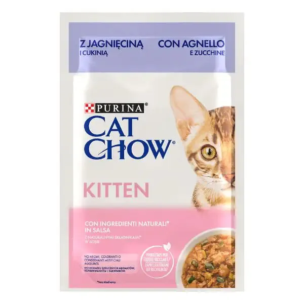 Purina Cat Chow Kitten Umido Gatto in Gelatina 85 gr Agnello e Zucchine in Salsa - confezione da 26 pezzi - Cibo umido per gatti - immagine 1