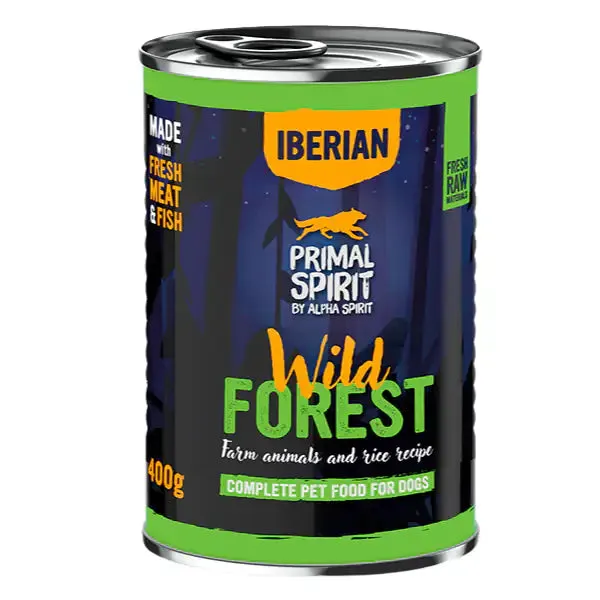 Primal Spirit by Alpha Spirit Adult Dog alimento umido completo 400 gr Wild Forest - confezione da 6 pezzi - Cibo umido per cani - immagine 1
