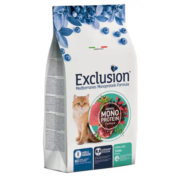 Exclusion Mediterraneo Cat Sterilizzato Tonno 1,5 kg - Cibo monoproteico gatto - immagine 1