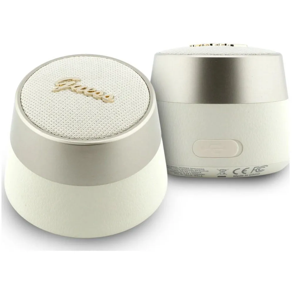 Altoparlante Portatile Bluetooth Guess Script Logo in Metallo, 5W, TWS, Dorato - immagine 1