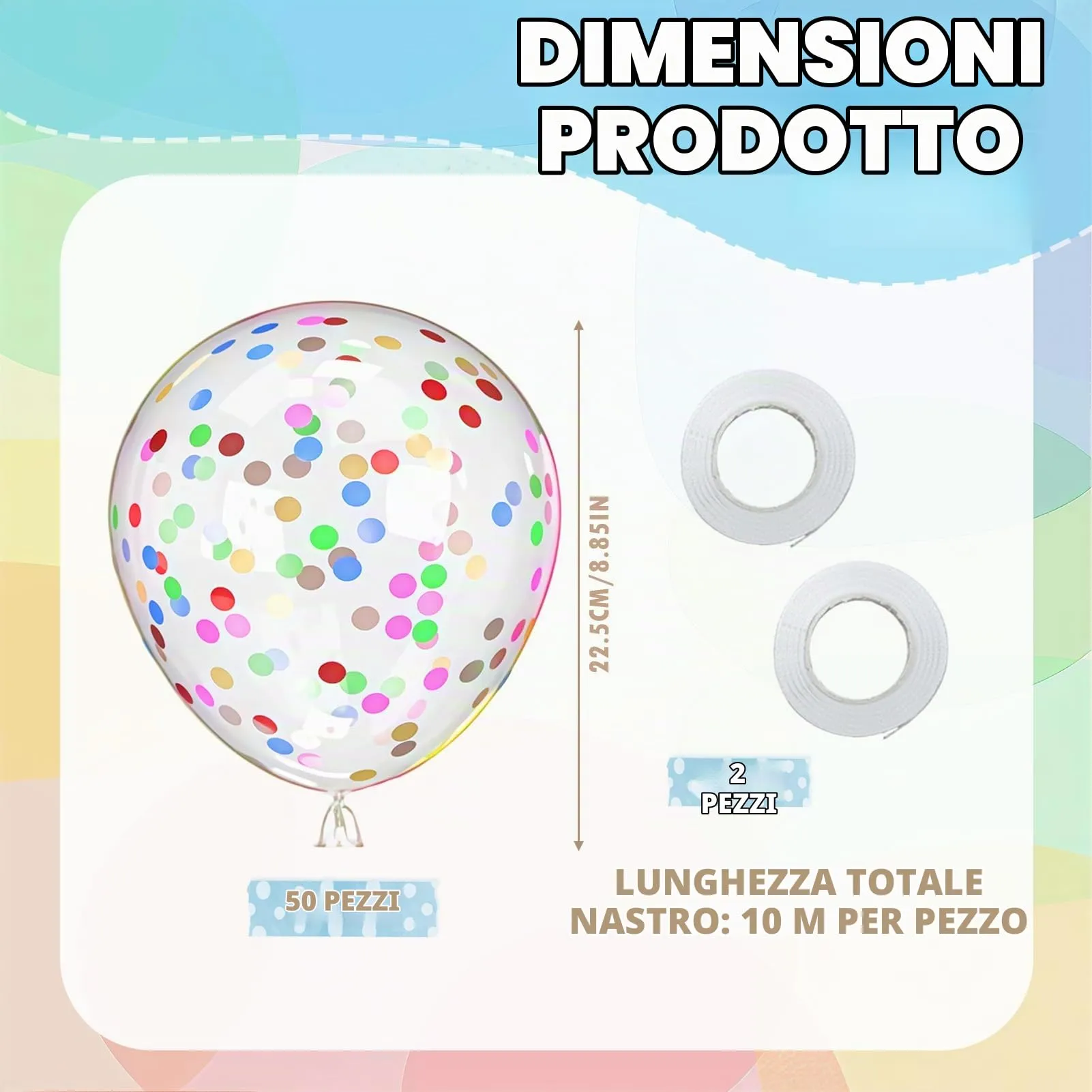 50 Palloncini di Coriandoli, 12 Pollici Lattice Palloncino Colorati - immagine 2