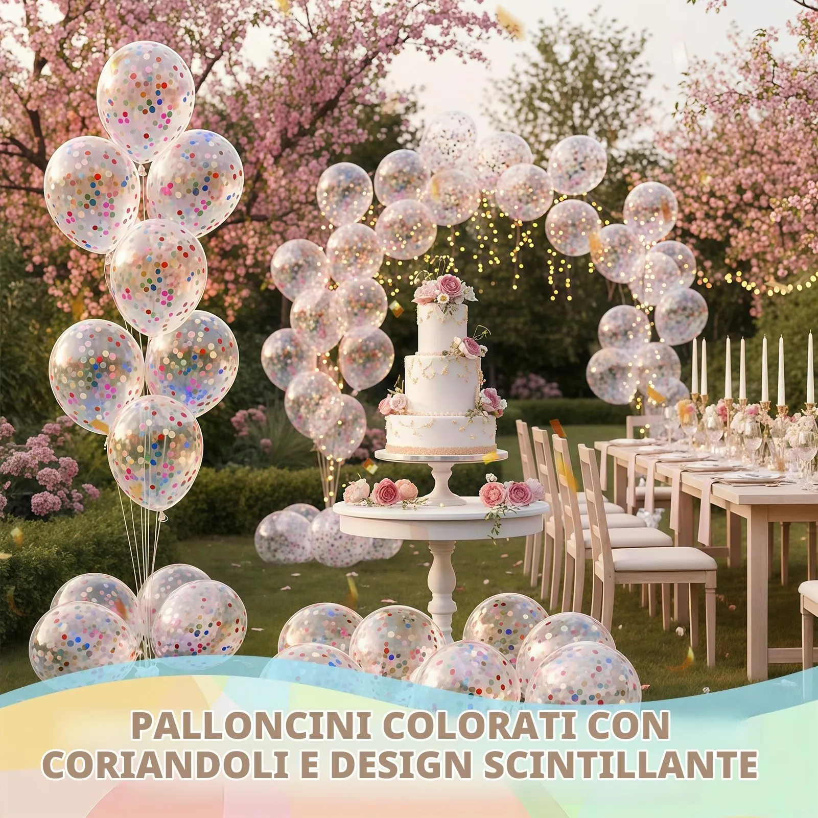 50 Palloncini di Coriandoli, 12 Pollici Lattice Palloncino Colorati - immagine 4