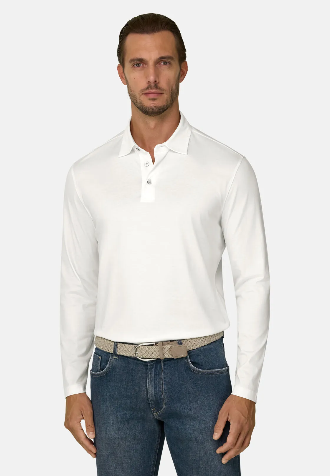 Boggi, Polo In Jersey Di Cotone E Seta, Uomo, Bianco, Taglia: M - immagine 1