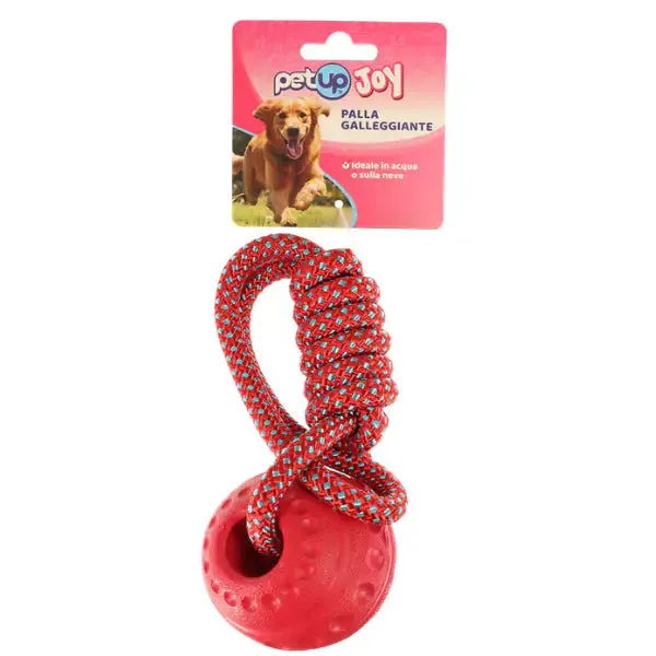 PetUp Joy gioco per cani Palla galleggiante con corda Misura 7,5 cm Rosso - Giochi per cani - immagine 1