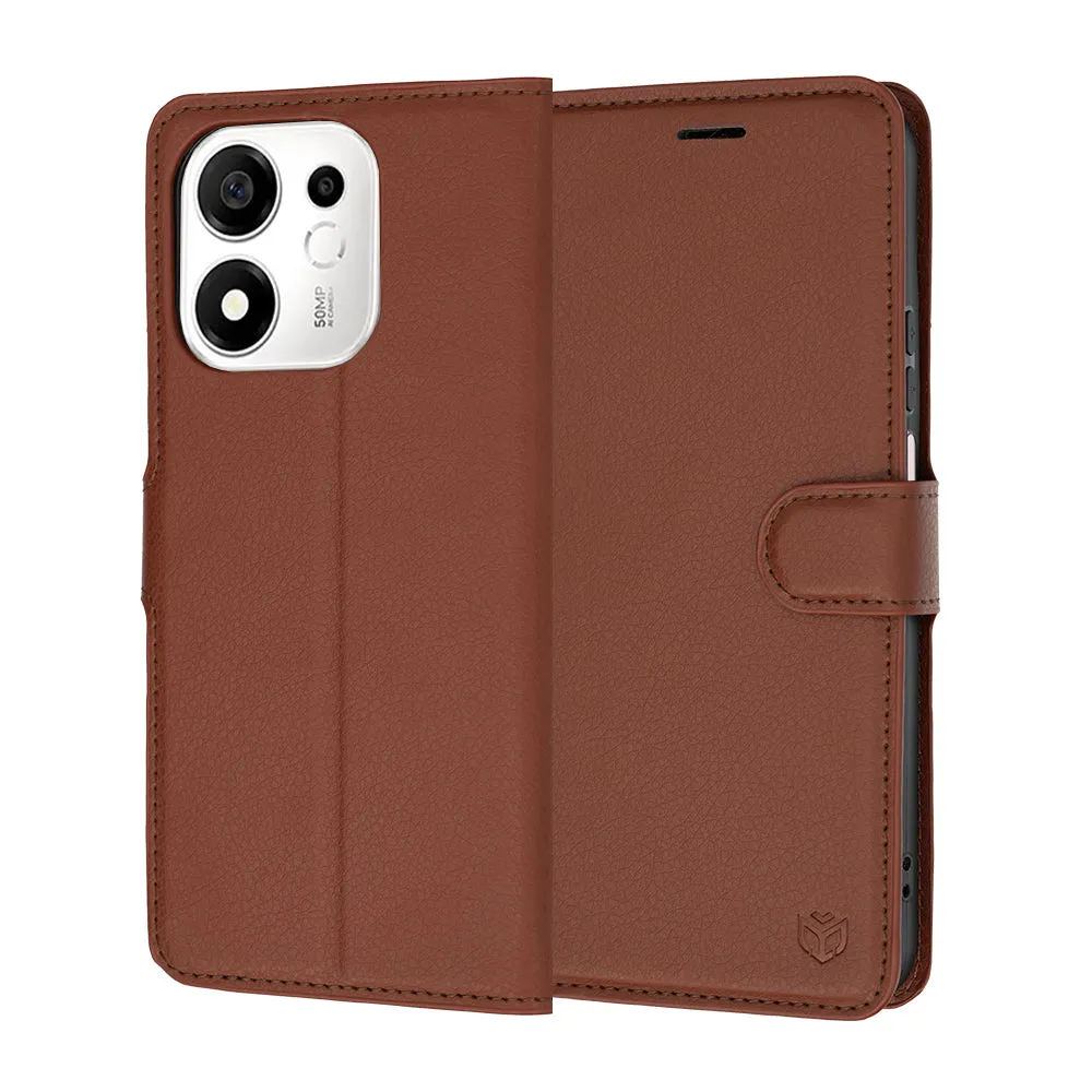 Custodia per Honor 600 Smart, Techsuit, Leather Folio, Marrone - immagine 1