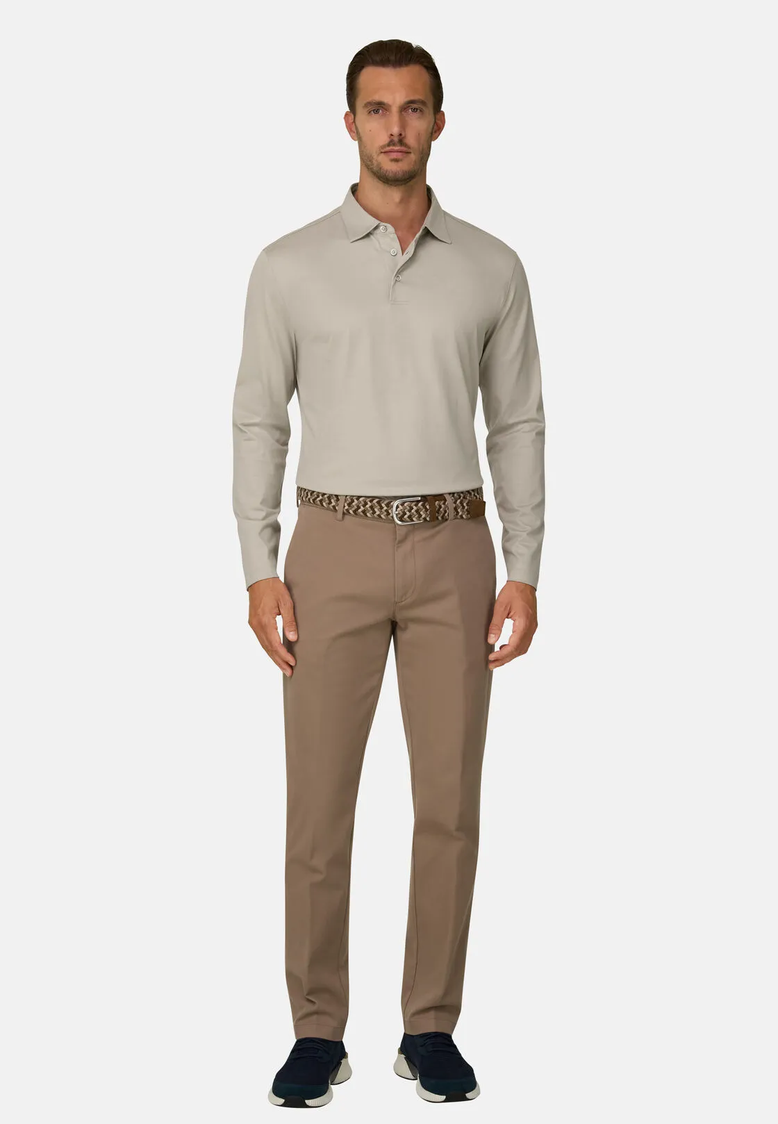 Boggi, Polo In Jersey Di Cotone E Seta, Uomo, Beige, Taglia: L - immagine 2