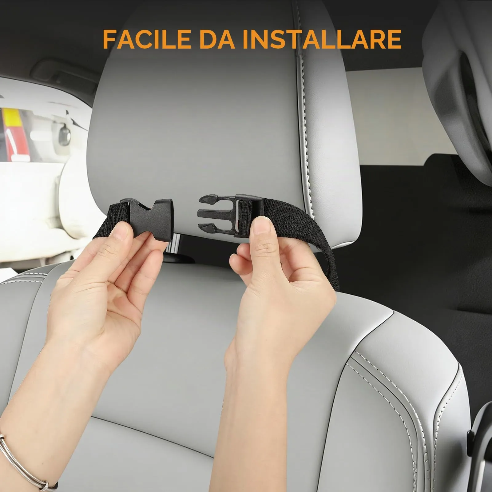 AiQInu Protettore Schienale Sedile Auto con Grandi Tasche Portaoggetti – Impermeabile, Antimacchia (Nero) - immagine 7