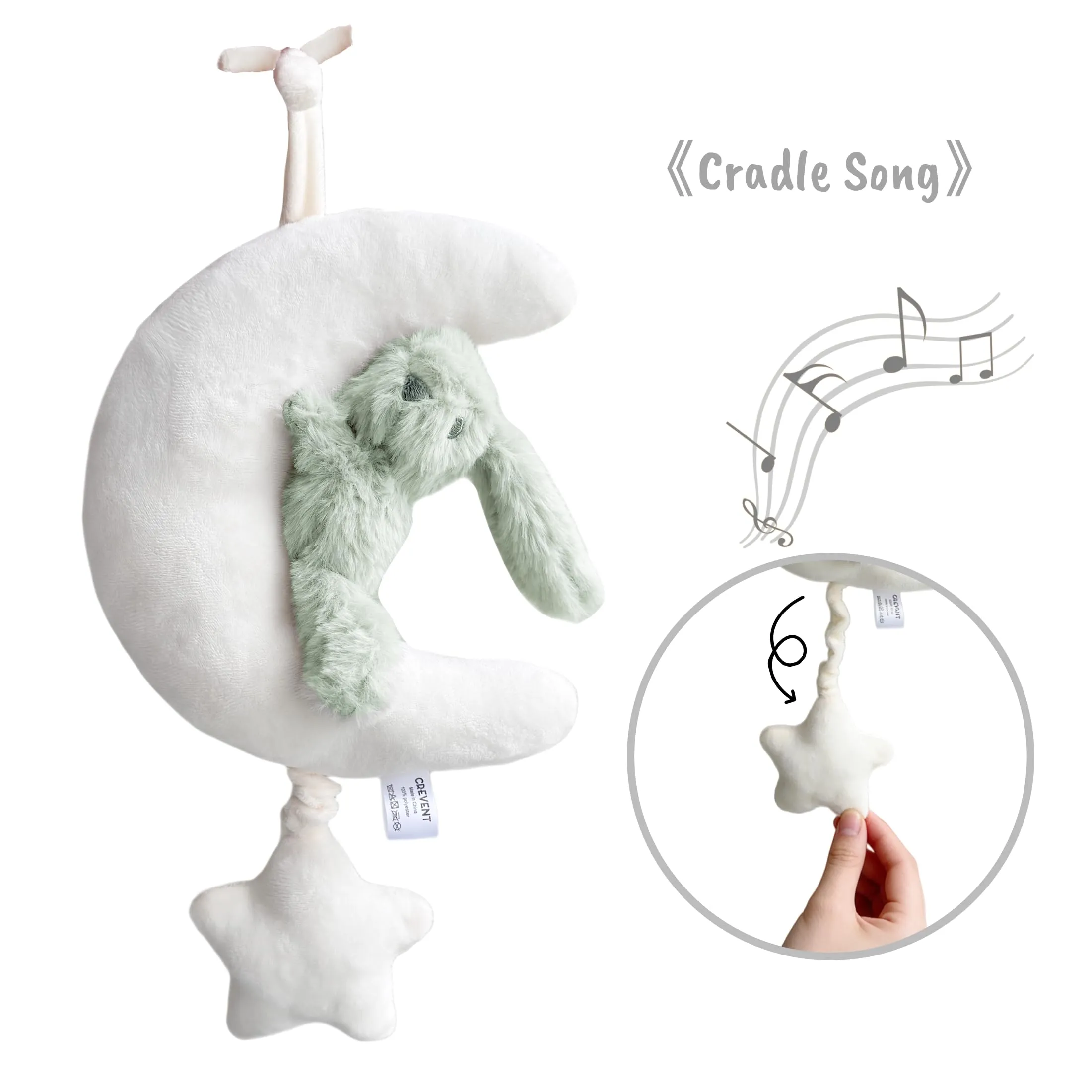 CREVENT Set regalo per ragazze e ragazzi - Cestino organizer per pannolini con 1 coperta, 1 Taggie, 1 Lovey, 3 calzini, 2 body per neonati, 1 giostrina per culla - immagine 4