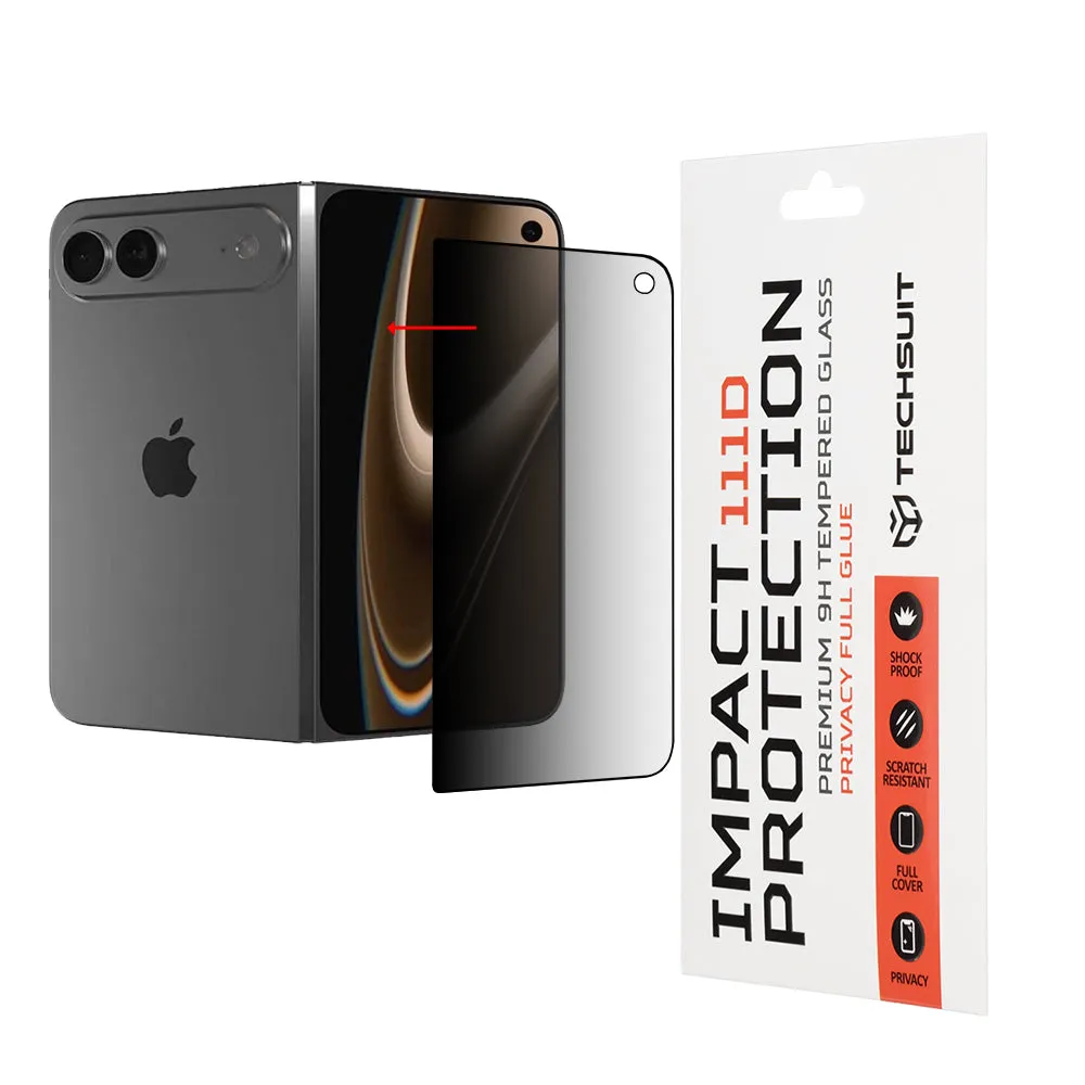 Pellicola protettiva per schermo esterno Privacy Techsuit per Apple iPhone Duo, vetro temperato, Full Glue, 111D - immagine 1