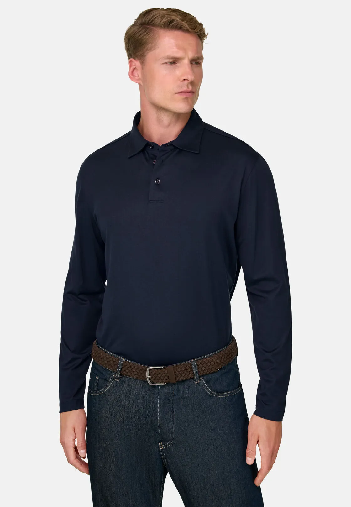 Boggi, Polo In Jersey Di Cotone E Seta, Uomo, Navy, Taglia: S - immagine 1
