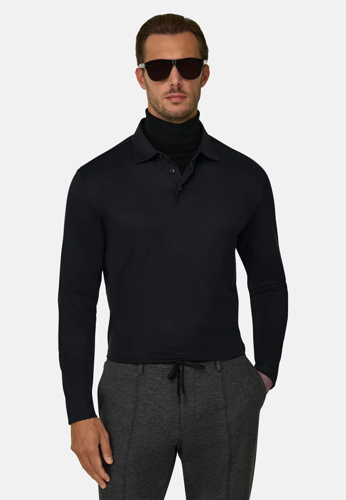Boggi, Polo In Jersey Di Cotone E Seta, Uomo, Nero, Taglia: M - immagine 1