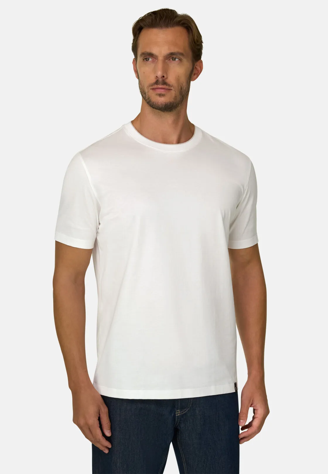 Boggi, T-shirt In Jersey Di Cotone E Seta, Uomo, Bianco, Taglia: M - immagine 1