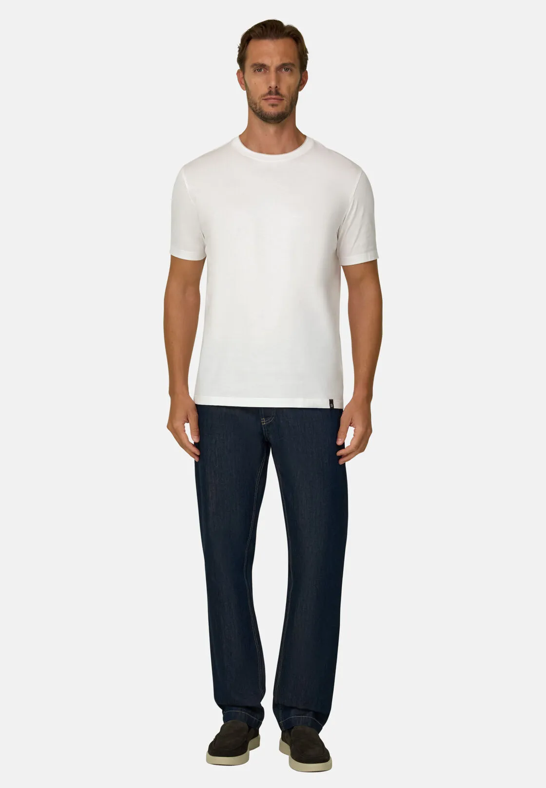 Boggi, T-shirt In Jersey Di Cotone E Seta, Uomo, Bianco, Taglia: M - immagine 2
