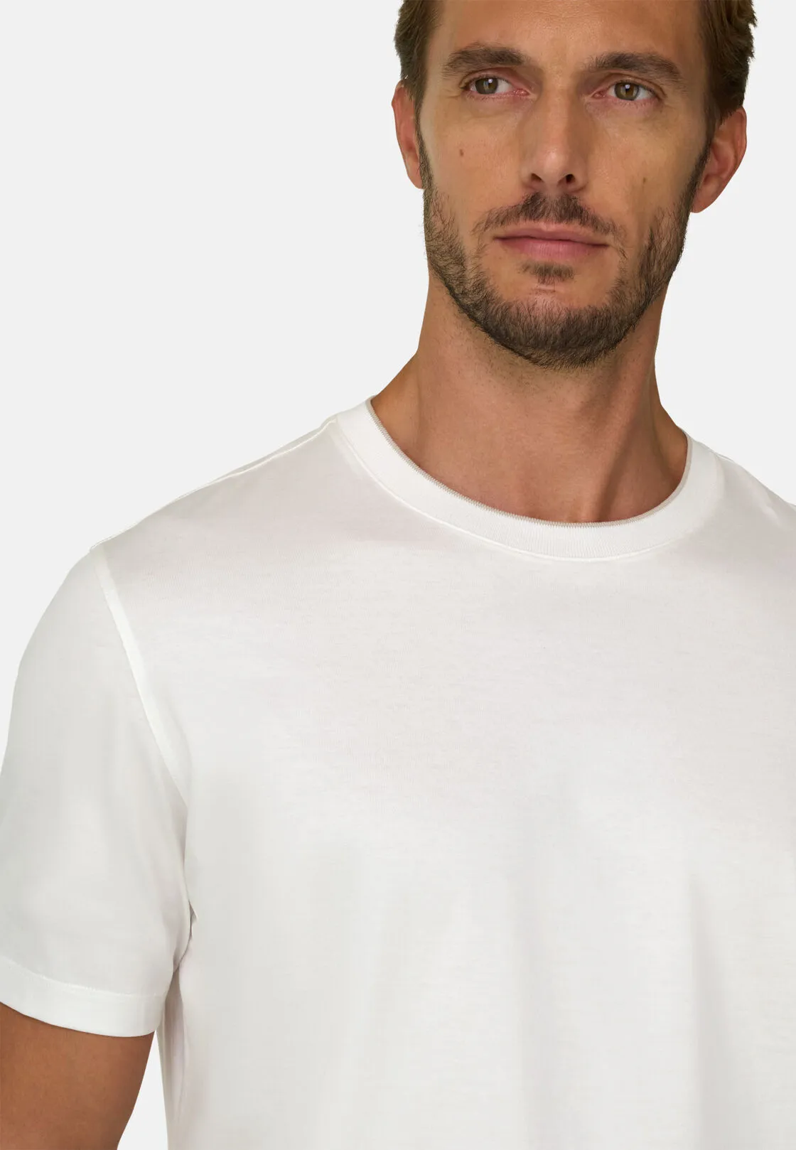 Boggi, T-shirt In Jersey Di Cotone E Seta, Uomo, Bianco, Taglia: M - immagine 3