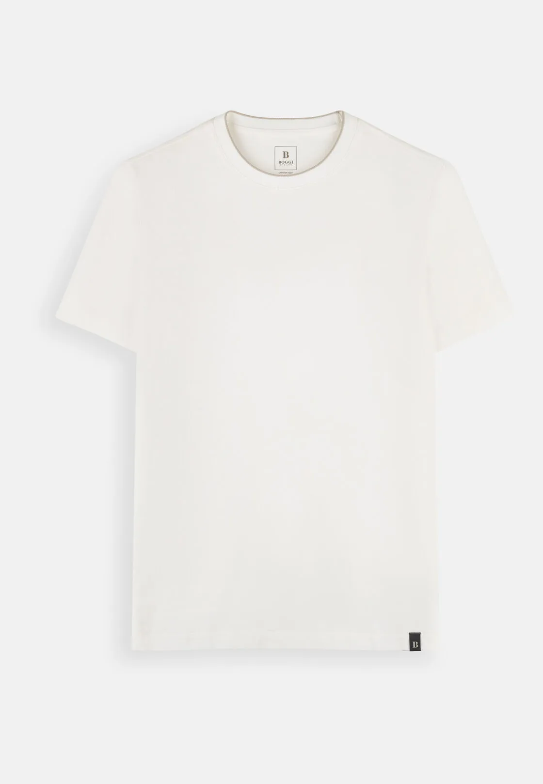 Boggi, T-shirt In Jersey Di Cotone E Seta, Uomo, Bianco, Taglia: M - immagine 5