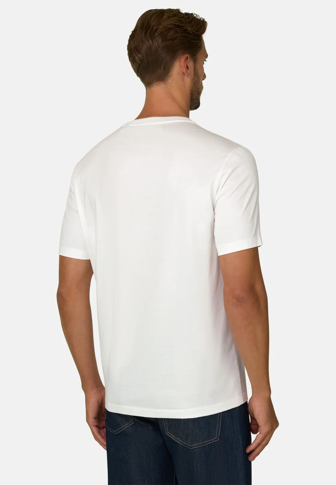 Boggi, T-shirt In Jersey Di Cotone E Seta, Uomo, Bianco, Taglia: XL - immagine 4