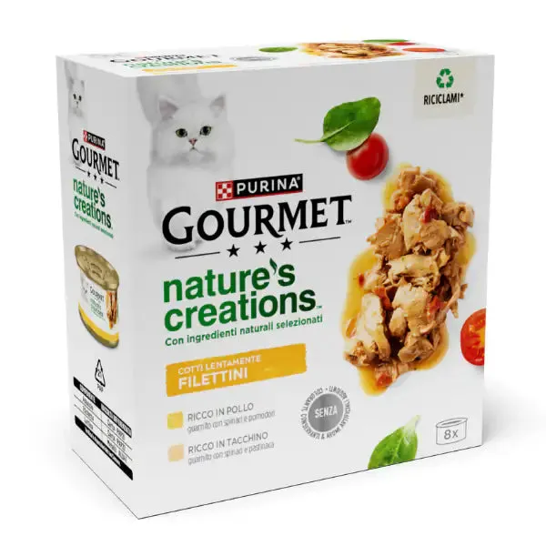 Gourmet Nature's Creation Cat Mini filetti in salsa 8x85 gr 4 x Pollo 4 x Tacchino - immagine 1