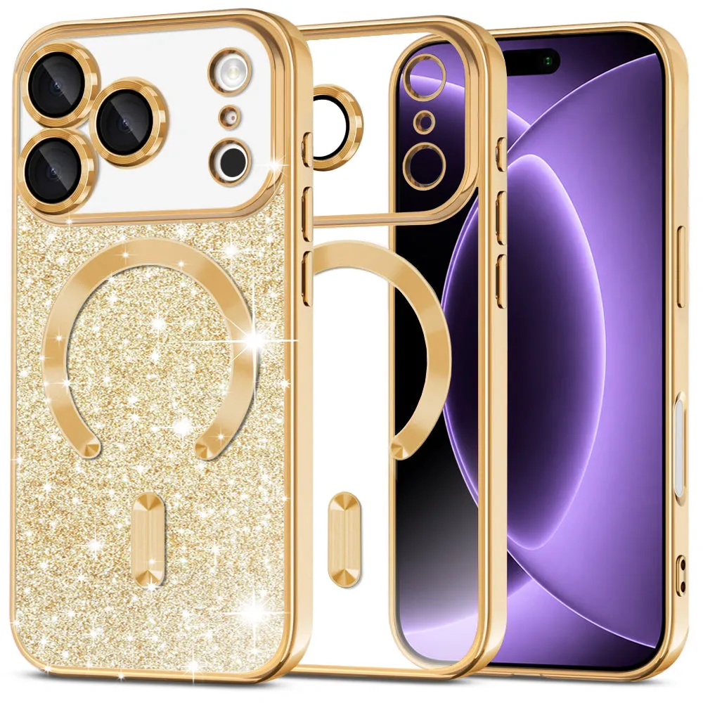 Custodia MagSafe per Apple iPhone 18 Pro / 17 Pro, Techsuit, Luxury Glitter, Dorata - immagine 1