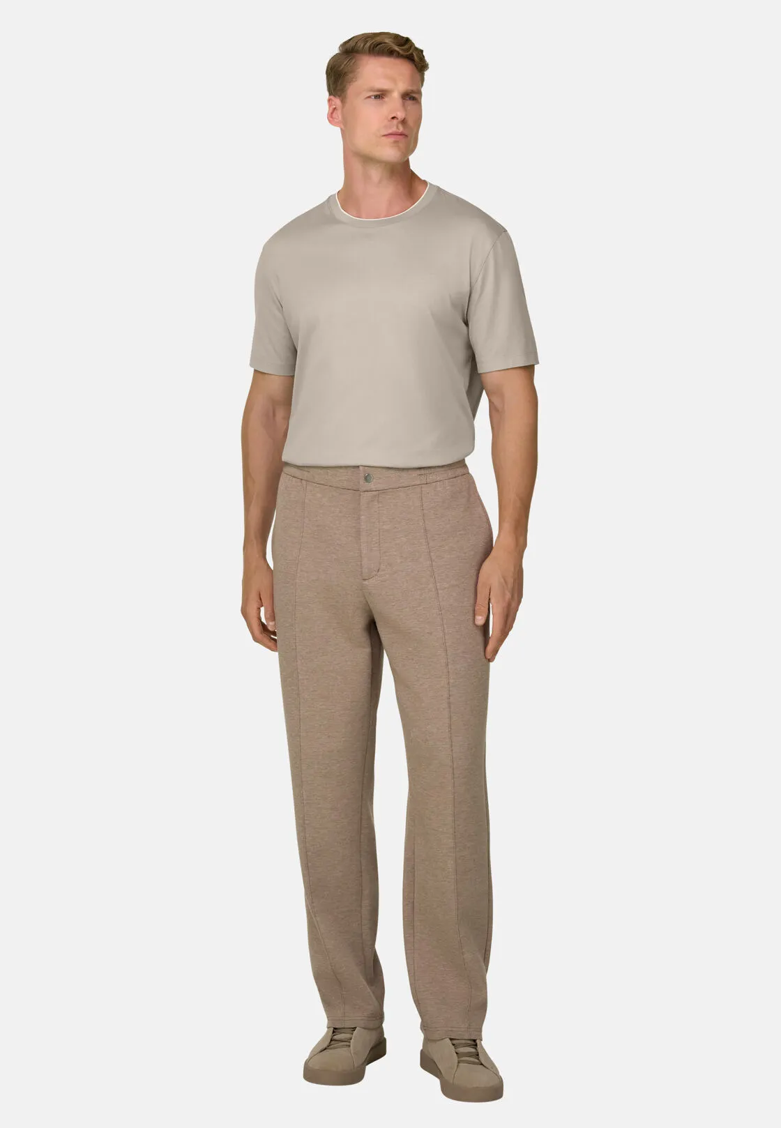 Boggi, T-shirt In Jersey Di Cotone E Seta, Uomo, Beige, Taglia: S - immagine 2