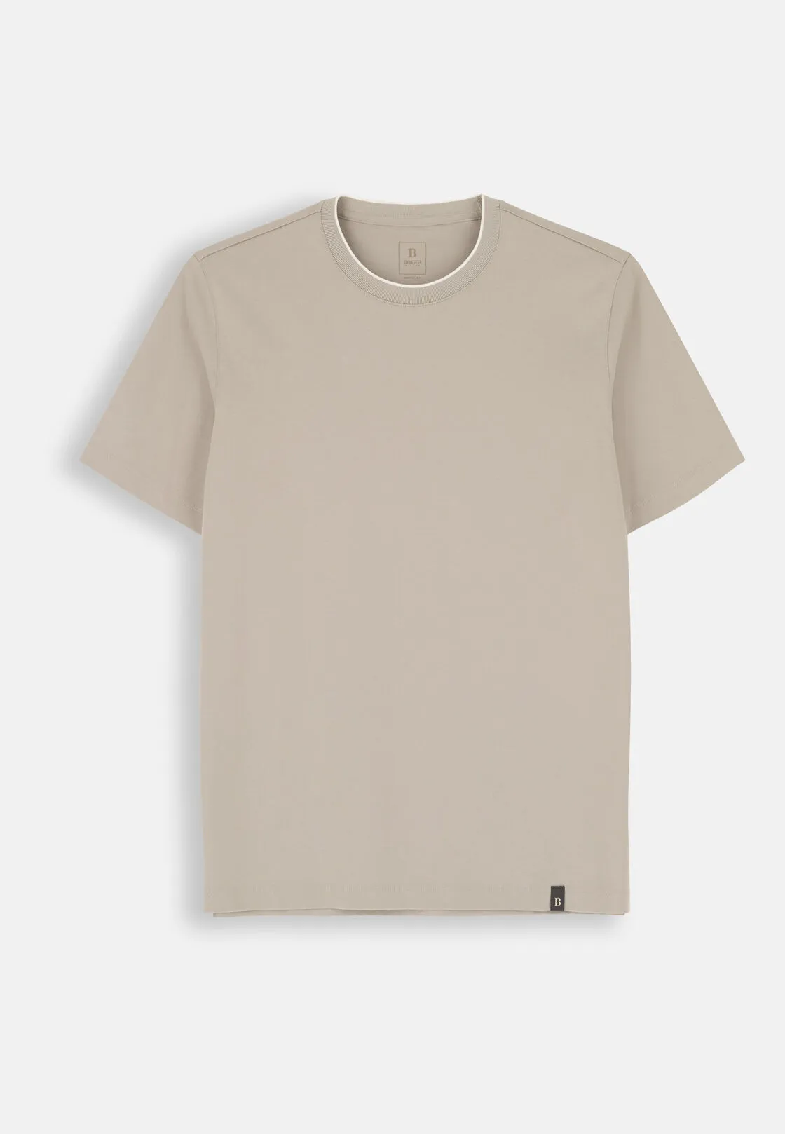 Boggi, T-shirt In Jersey Di Cotone E Seta, Uomo, Beige, Taglia: S - immagine 5