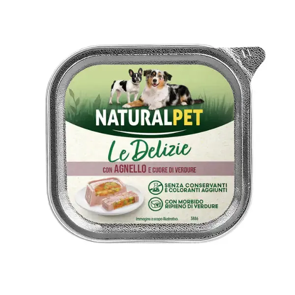 NaturalPet Le Delizie Paté ripieno Dog Adult All Breeds 150 gr Cuore di verdure con agnello - confezione da 6 pezzi - immagine 1