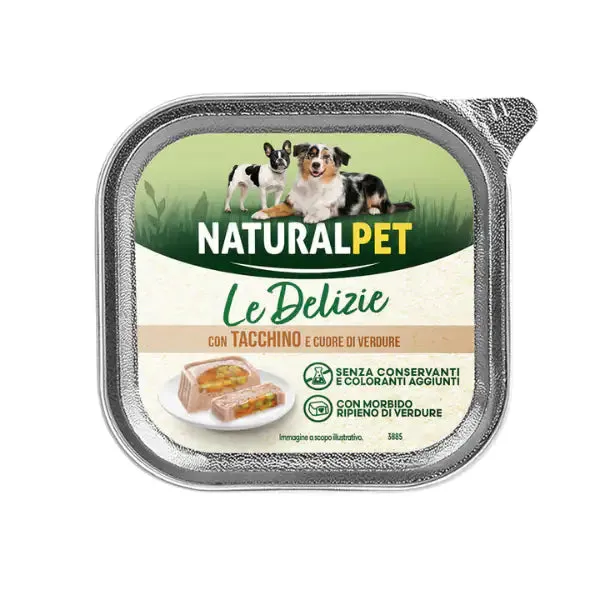 NaturalPet Le Delizie Paté ripieno Dog Adult All Breeds 150 gr Cuore di verdure con tacchino - confezione da 6 pezzi - immagine 1